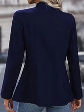 economico Blazer e Completi-Women's Blazer Comfortable Breathable Pocket Buttons Casual Plain Casual Office Street Daily Wear Single Breasted Regular Stand Collar Regular Fit Long Sleeve Outerwear Black White Wine Spring Fall