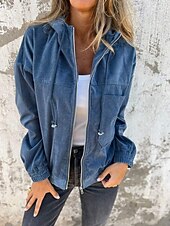 رخيصةأون معاطف ترنش-نسائي جاكيت كاجوال مريح سحاب جيب موضة الحديث الخارج سهل مناسب للخارج كاجوال / يومي عطلة نهاية الاسبوع سحاب عادية مع قبعة عادي كم طويل ملابس خارجية أسود وردي بلاشيهغ كاكي الخريف الشتاء