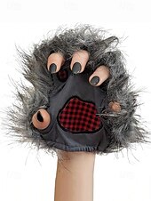 Недорогие Модные аксессуары-Женские пушистые перчатки в виде лапы оборотня – аксессуары для косплея на Хэллоуин, пушистые варежки в виде когтей монстра для вечеринок и нарядов