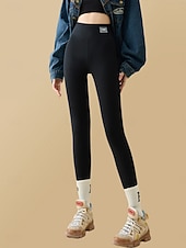 preiswerte Fleece gefütterte Leggings-Damen Fleecehose Leggings Mode Basic Lässig Volle Länge Hohe Taille Einfach Hoher Schnitt Bequem Weich Dehnbar Heim Täglich Hellgrau Dunkelgrau Schwarz Beige Sommer Frühling Herbst Winter Schmale