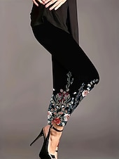  Mujer pantalones Polainas Leggings cómodos Vacaciones Vintage Ropa de calle Longitud total Cintura Media Floral Graphic Flor Cintura elástica Estampado Confortable Al Aire Libre Cómodo Alta