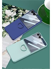 cheap Samsung Cases-Phone Case For Samsung Galaxy Z Flip 7 Back Cover Full Body Protective Ring Buckle Shockproof Retro PC