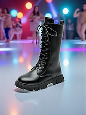 זול מגפיים לילדים-נעלי תחפושת כוכבת פופ בהשראת איידול קוריאני - מגפיים אופנתיים לבנים וחומים לבנות בסגנון קז'ואל ורחוב