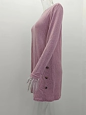 preiswerte Frauen schwarzes Kleid-Damen Minikleid schwarzes kleid Freizeitkleid Cocktailkleid Abendkleid Elegant Modern Täglich Ausgehen Wochenende Normale Passform Einfach Langarm Rundhalsausschnitt Schwarz Rosa Grau Frühling Herbst