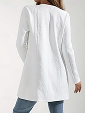 billiga casual jackor-Dam Vardaglig jacka Bekväm Andningsfunktion Jacquard Mode Dagligen Slät Utomhus Ledigt Dagligen Enkelknäppt Normal Rund halsringning Normal Långärmad Ytterkläder Svart Vit Vår Höst
