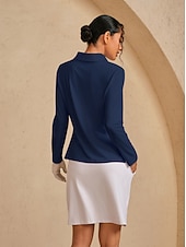 ieftine Colecția de designer-Pentru femei Tricou POLO Bleumarin Manșon Lung Topuri Vestimenta Golf Doamnelor Haine Ținute Poartă Îmbrăcăminte