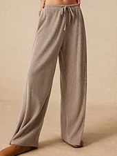 economico gamba larga e vita alta-Per donna Culotte Gamba Larga Gamba larga Chinos Vacanza Vintage Streetwear Lunghezza intera Vita media Semplice Tasca Design con Coulisse Elastica Comodo Micro-elastico Alta elasticità All&#039;aperto