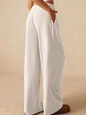 economico gamba larga e vita alta-Per donna Culotte Gamba Larga Gamba larga Chinos Vacanza Vintage Streetwear Lunghezza intera Vita media Semplice Tasca Design con Coulisse Elastica Comodo Micro-elastico Alta elasticità All&#039;aperto