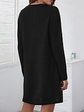 preiswerte Frauen schwarzes Kleid-Damen Minikleid schwarzes kleid Freizeitkleid Cocktailkleid Abendkleid Elegant Modern Täglich Ausgehen Wochenende Normale Passform Einfach Langarm Rundhalsausschnitt Schwarz Rosa Grau Frühling Herbst