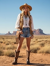 olcso Cowboy és nyugati csizma-női piros bőr cowboy csizma hímzett western mintával - stílusos városi divatcipő trendi öltözékekhez