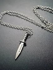 Недорогие Модные аксессуары-Мужское ожерелье с кулоном в виде кинжала из титановой стали – готическая панк-цепочка с ножом для вечеринки на Хэллоуин, косплея и повседневной носки