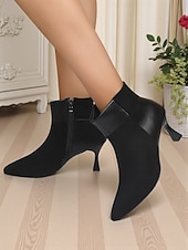 abordables Bottines-Bottines à talons aiguilles et bout pointu en similicuir suédé pour femme - bottines de style chic pour le bureau, les dîners &amp;mode d&#039;automne