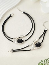 Χαμηλού Κόστους Γυναικείο Κολιέ-Γυναικείο σετ κοσμημάτων με μποέμ μοτίβο και στροβιλισμό, κολιέ και βραχιόλι με τιρκουάζ σχέδια σε κομψό χρυσό και ασημί, ιδανικό για πάρτι, γάμους και δώρα