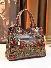 זול תיקי יד-תיק יד וינטג' לנשים מעור דמוי עור עם עיצוב פרחוני מובלט - תיק כתף רטרו אלגנטי לנשים, חתונות, מסיבות ואירועים רשמיים