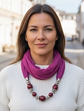 levne Dámské šátky-Dámský vícebarevný teplý šátek - lehký korálkový přívěsek s nekonečným motivem, elegantní a módní doplněk na párty i běžné nošení