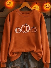 Women's Pullover Sweatshirt Floral Graphic Pumpkin Fashion Casual Long Sleeve Crew Neck Regular Tops Street Dailywear Casual Print Black Orange Fall Winter4