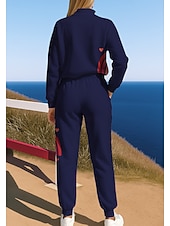 رخيصةأون بدلات رياضية-نسائي بدلة رياضية بذلة رياضة بذلة الهرولة رباط سحاب هندسي سترة وبنطلون رياضي مجموعة ملابس رياضية الربيع أزرق بحري داكن بنفسجي فاتح غير رسمي اكتشف - حل الخارج ناعم فضفاض كم طويل رياضة ألبسة رياضية