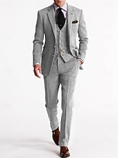 baratos Fatos formais-ternos masculinos de tweed espinha de peixe 3 peças vintage retrô plus size cor sólida ajuste sob medida trespassado dois botões marrom bordô marinho escuro verde outono/inverno