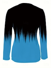 Недорогие Бохо футболка-Женская футболка с короткой молнией на груди длинный рукав повседневная графическая tribal винтажная бохо тропическая гавайская V-образный вырез обычные топы для повседневной носки черная весна осень