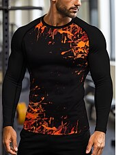 Недорогие Футболки и майки для бега-Муж. Футболка для бега Спортивная рубашка Фитнес-рубашка Рубашка тренировки Беговой верх Длинный рукав Футболка Футболка Лето Весна Осень Зима Абстракция UPF 50 Устойчивость к УФ УПФ 50+ Мягкий