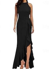 preiswerte Chiffonkleider-Damen Langes Kleid Maxikleid Partykleid Chiffon Chiffonkleid Elegant Mode Modern Outdoor Party Abendgesellschaft Normale Passform Einfach Ärmellos V Ausschnitt Schwarz Wein Rote Purpur Sommer