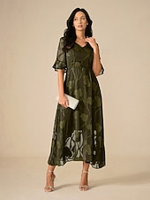 voordelige Feestjurken-Dames Maxi-jurk Cocktail jurk Bruiloft gast jurk Semi-formele jurk A lijn jurk Elegant Werk Verjaardag Flutter mouw Bruiloft gast Cocktailparty Formele avonden Normale pasvorm Effen Kleur Effen Halve