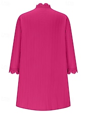 tanie Otwarte kardigany-Damskie Sweter Sweter rozpinany Moda miejska Codzienny Jednokolorowe W serek Dzianiny Rękaw 3/4 Zwykłe topy Robić na drutach Święto Wyjściowe Weekend Czerwone wino Czarny Wiosna Jesień