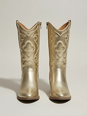 preiswerte Cowboy &amp; Western Stiefel-Stilvolle weiße Cowboystiefel für Damen, halbhohe Stiefel mit bestickten Details für lässige und Western-Outfits