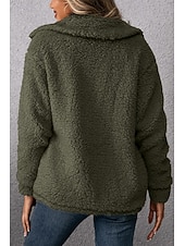 billige Fleece-fôrede jakker-Dame Sherpa jakke Bekvem Pustende Lomme Knapper Fritid عادي Feriereise Gate Avslappet Dagligdagstøy Enkeltkneppet Kort Aftæpning Normal Langermet Yttertøy Kakifarget Militærgrønn Mørkegrå Vår Høst