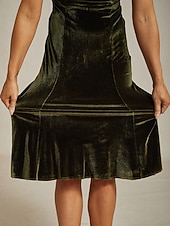 preiswerte abendkleider-Damen Midikleid Trompeten- Meerjungfrauenkleid Elegant Party Hochzeitsgast Cocktailparty Normale Passform Einfarbig Ärmellos Wasserfallausschnitt Braun