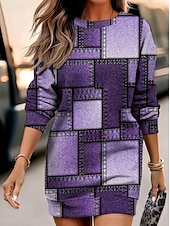 Dam Mini klänning Tröjklänning Skiftklänning party Ledigt Boho Helgdag Utekväll Normal Grafisk Geometrisk Långärmad Rund hals Kungsblå Ljusbrun Blå Himmelsblå Vår Höst Vinter billiga Randig och geometrisk klänning-Dam Mini klänning Tröjklänning Skiftklänning party Ledigt Boho Helgdag Utekväll Normal Grafisk Geometrisk Långärmad Rund hals Kungsblå Ljusbrun Blå Himmelsblå Vår Höst Vinter
