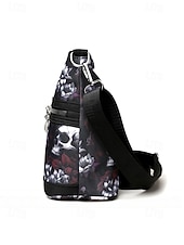 economico Borse-Borsa a tracolla da donna con stampa teschio – motivo floreale gotico, borsa casual in similpelle per feste di Halloween e uso quotidiano