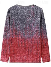 billige Boho t-skjorte-Dame T skjorte Grafisk Stamme Årgang Mote Stilfull Langermet Crew-hals V-hals Vanlige topper Daglig Glidelås Trykt mønster Rød Lysebrun Blå Lilla Grønn Vår Høst Vinter