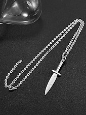 Недорогие Модные аксессуары-Мужское ожерелье с кулоном в виде кинжала из титановой стали – готическая панк-цепочка с ножом для вечеринки на Хэллоуин, косплея и повседневной носки