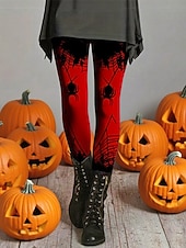 economico Pantaloni di Halloween-Per donna Leggings Leggings comodi Essenziale Casual Lunghezza intera Vita AltaPantsHalloween Grafico Stampa Calore Termico Confortevole Elasticizzato Vacanza Casuale Quotidiano Rosso Autunno Inverno