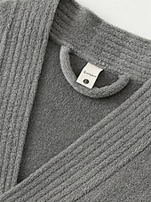 billiga Loungewear till damer-Dam Pyjamas Morgonrock Ledigt Ren färg Ficka Hem Säng Långärmad V-hals Vit Rodnande Rosa Marinblå Blå Grå Höst Vinter Skräddarsydd passform