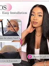 cheap Human Hair Lace Front Wigs-Wear and Go Glueless Wigs Human Hair Pre Plucked Pre Cut 4x4 Straight Lace Front Wigs Human Hair Wigs for Women No Glue Hd Lace Front Closure Ready to Wear Wigs 180% Density
