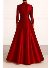 Szmoking ruha A-vonalú Magas-alacsony szárú ruha Előírásos Esküvő Esküvői vendég Sztreccs szatén Elegáns 3/4 ujjú rakott Földig érő Spicc gallér Dupla soros olcso Szmokingruhákkal-Szmoking ruha A-vonalú Magas-alacsony szárú ruha Előírásos Esküvő Esküvői vendég Sztreccs szatén Elegáns 3/4 ujjú rakott Földig érő Spicc gallér Dupla soros