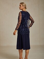 levne Bundy-Dámské Oblečené topy Krajkové topy Flitry Květinový Elegantní stylové Základní Dlouhý rukáv Tričkový Dlouhé topy Svatební host Párty večerní šaty Poloformální Námořnická modř Jaro Podzim Zima