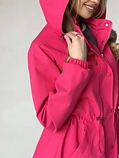 baratos Parka Casual-Mulheres Casaco de inverno Casaco com capuz Manter Quente Confortável Zíper Bolsos Casual Tecido Férias Roupa Diária Para Noite Final de semana Padrão Com Capuz Normal Manga Longa agasalhos Azul