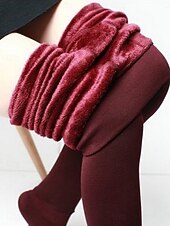 ieftine Leggings cu căptușeală din fleece-Pentru femei Pantaloni din lână Jambiere Modă Șic Stradă De Bază Lungime totală Talie Înaltă Simplu Cut înalt Confortabil Απαλό Comfortabil Înaltă Elasticitate Casă Zilnic Roșu Vin Bleumarin Negru Bej