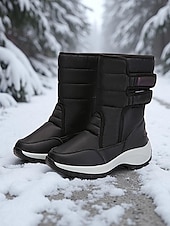 baratos Botas de neve e inverno-botas femininas impermeáveis com tira de velcro, botas de neve de inverno isoladas e confortáveis para clima com neve, esportes ao ar livre e caminhadas