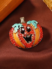 levne Halloweenské doplňky-Dámská brož s dýní na Halloween - vtipný roztomilý kamínkový odznak na kostýmní párty a slavnostní doplňky