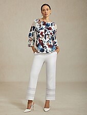 abordables Tops de Arte y Diseño para Mujeres-Mujer Estampado Casual Multi Color Talla S longitud de manga 50cm (La longitud de la manga aumenta 14cm por cada nueva talla) Elegante Diario Cuello Barco Primavera Otoño