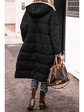 ieftine Parka casual-Pentru femei Palton de iarnă Geaca matlasata Rezistent la Vânt Cald Buzunar Deschis frontal Epocă Zilnic Casual Simplu Cadouri de Crăciun Vacanță Casual Zilnic Deschis frontal Lung Capișon Fit regulat