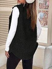 abordables Vestes Sherpa-Femmes Veste en Polaire Veste Décontractée Chaud Confortable Avec Poches Boutons Mode Extérieur Uni Sortir Week-end Simple Boutonnage Régulier Revers Coupe régulière manche longue Vêtements