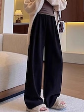 economico gamba larga e vita alta-Per donna Pantaloni in Pile Gamba larga Pantaloni Moda Streetwear Lunghezza intera Vita Alta Semplice Elastico in vita Lavorato a maglia Caldo Confortevole Micro-elastico Streetwear Abbigliamento