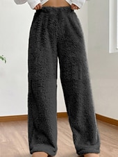 abordables jambe large et taille haute-Femmes Jambe large Slacks Mode Occasionnel Longueur complète Taille Moyenne Uni Taille Élastique Chaleur Thermique Non Elastique Élastique Formel Vacances Rue Gris clair Gris foncé Chameau Gris Hiver