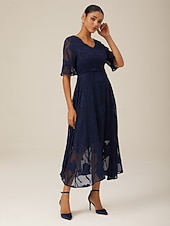 voordelige Feestjurken-Dames Maxi-jurk Cocktail jurk Bruiloft gast jurk Semi-formele jurk A lijn jurk Elegant Werk Verjaardag Flutter mouw Bruiloft gast Cocktailparty Formele avonden Normale pasvorm Effen Kleur Effen Halve