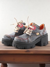 tanie Buty do kostki-Damskie, zielone, skórzane, sznurowane, grube, codzienne buty z prawdziwej skóry – skórzane buty w stylu retro typu oxford, idealne na jesienną modę i spacery na świeżym powietrzu